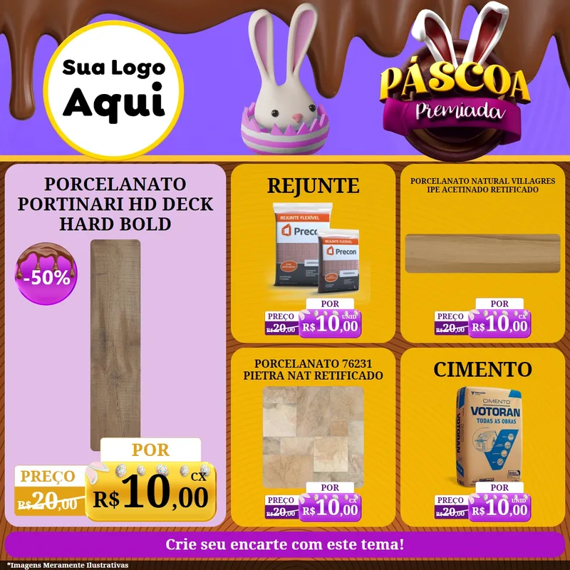 Modelo de Rede Social para Feed Facebook com o tema Páscoa Premiada para Pisos e revestimentos