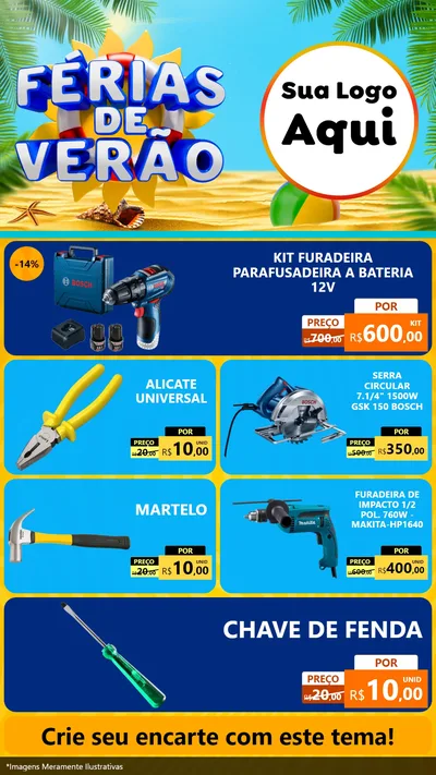 Modelo de TV para TV Vertical com o tema Férias de Verão para Maquinas e Ferramentas
