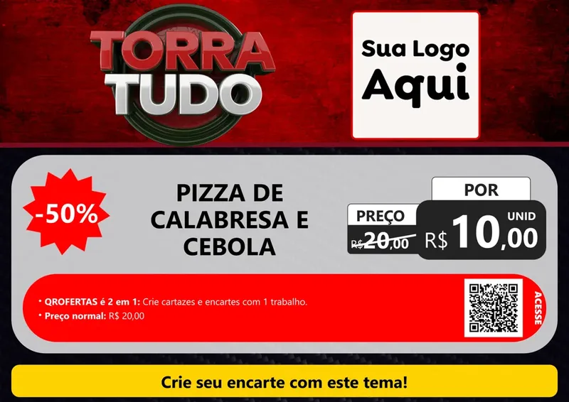 Modelo de Cartaz para Cartaz A4 Horizontal com o tema Torra Tudo para Pizzaria
