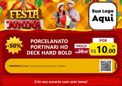 Modelo de Cartaz para Cartaz A4 Horizontal com o tema Festa Junina para Pisos e revestimentos