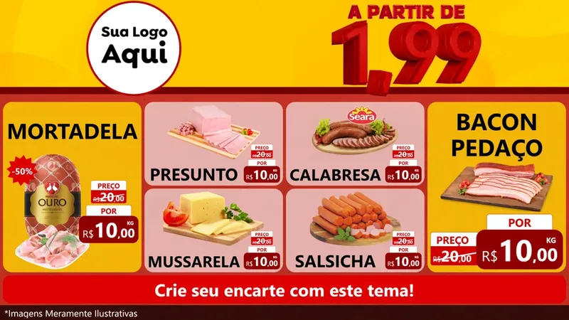 Modelo de TV para TV Horizontal com o tema A Partir de Um e Noventa e Nove - 1,99 para Frios e Laticínios