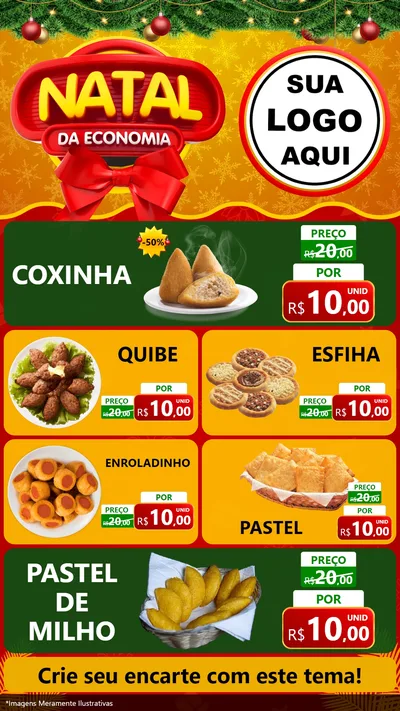 Modelo de TV para TV Vertical com o tema Natal da Economia para Salgadaria
