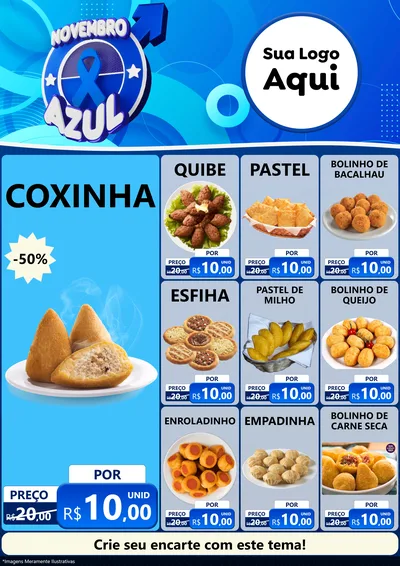 Modelo de Encarte para Encarte A4 Vertical com o tema Novembro Azul para Salgadaria