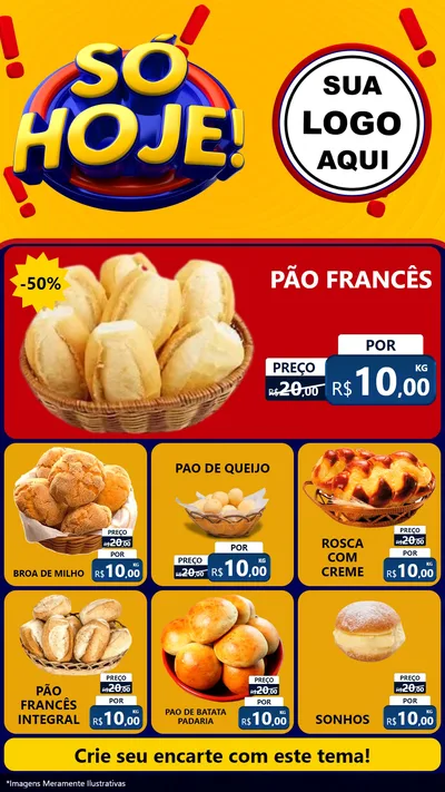 Modelo de Rede Social para Stories com o tema Só Hoje! para Padaria