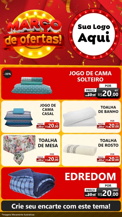 Modelo de TV para TV Vertical com o tema Março de Ofertas! para Cama, Mesa e Banho