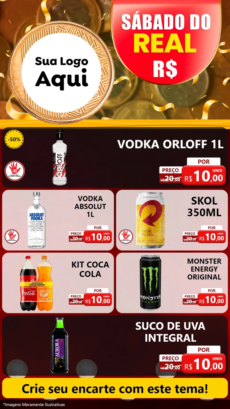 Modelo de TV para TV Vertical com o tema Sábado do Real para Distribuidora de bebidas