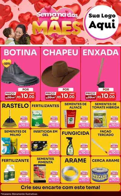 Modelo de Encarte para Encarte Grande com o tema Semana Das Mães para Agropecuária