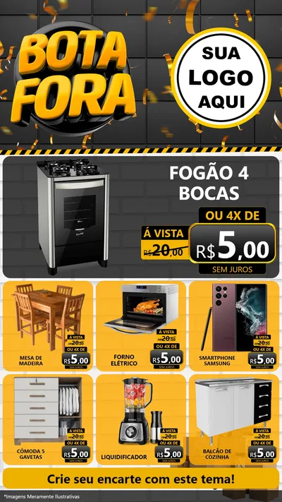 Modelo de Rede Social para Stories com o tema Bota Fora para Móveis e Eletro
