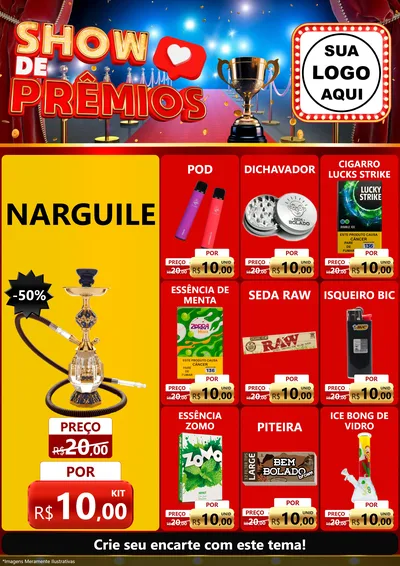 Modelo de Encarte para Encarte A4 Vertical com o tema Show de Prêmios para Tabacaria