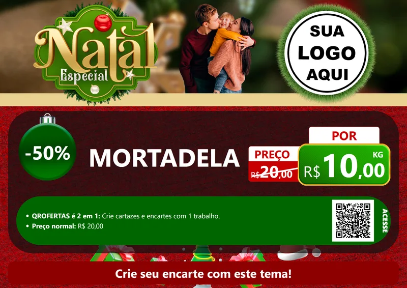 Modelo de Cartaz para Cartaz A4 Horizontal com o tema Natal Especial para Frios e Laticínios
