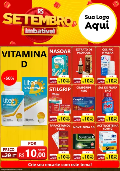 Modelo de Encarte para Encarte A4 Vertical com o tema Setembro Imbatível para Farmácia