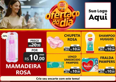 Modelo de Encarte para Encarte A4 Horizontal com o tema Ofertaço Do Dia para Bebês