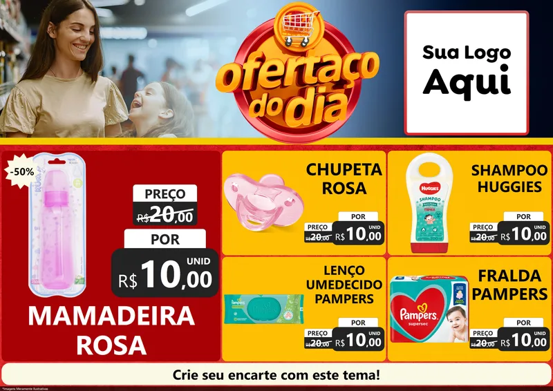 Modelo de Encarte para Encarte A4 Horizontal com o tema Ofertaço Do Dia para Bebês
