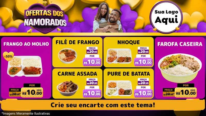 Modelo de TV para TV Horizontal com o tema Oferta Dos Namorados para Restaurante