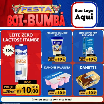 Modelo de Rede Social para Feed Facebook com o tema Festa Boi Bumbá para Frios e Laticínios