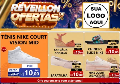 Modelo de Encarte para Encarte A4 Horizontal com o tema Réveillon de Ofertas para Calçados