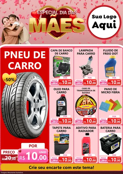 Modelo de Encarte para Encarte A4 Vertical com o tema Especial Dia Das Mães para Auto peças
