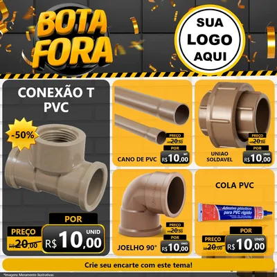 Modelo de Rede Social para Feed Facebook com o tema Bota Fora para Tubos e conexões