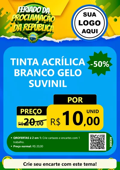 Modelo de Cartaz para Cartaz A4 Vertical com o tema Feriado da Proclamação da República para Tintas e Ferramentas