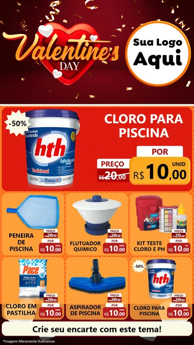 Modelo de Rede Social para Stories com o tema Valentine's Day para Produtos para Piscina