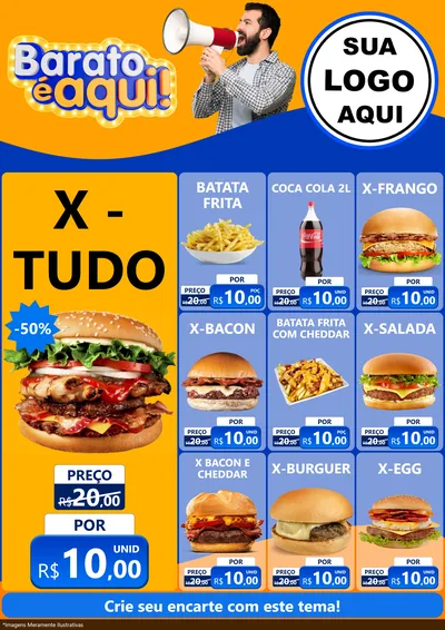 Modelo de Encarte para Encarte A4 Vertical com o tema Barato é aqui para Hamburgueria