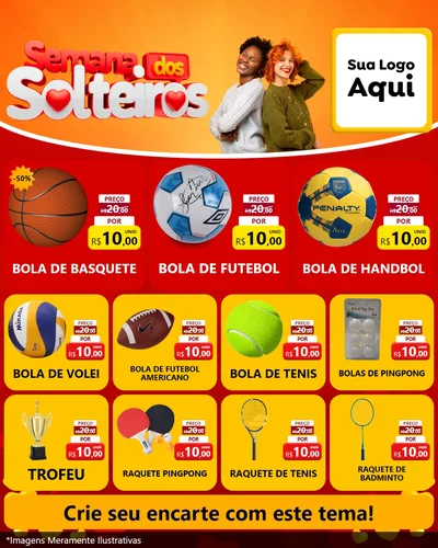 Modelo de Rede Social para Feed Instagram com o tema Semana dos Solteiros para Artigos Esportivos