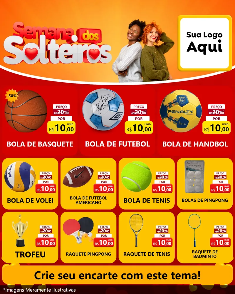 Modelo de Rede Social para Feed Instagram com o tema Semana dos Solteiros para Artigos Esportivos