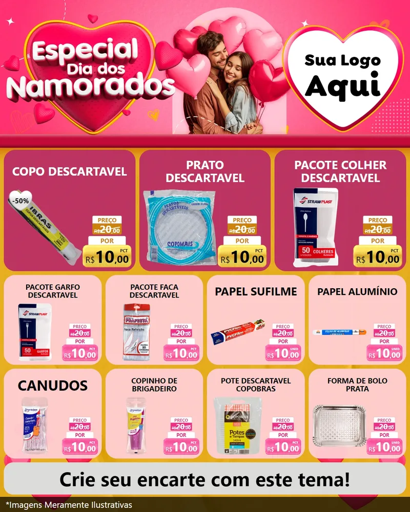 Modelo de Rede Social para Feed Instagram com o tema Especial Dia dos Namorados para Embalagens
