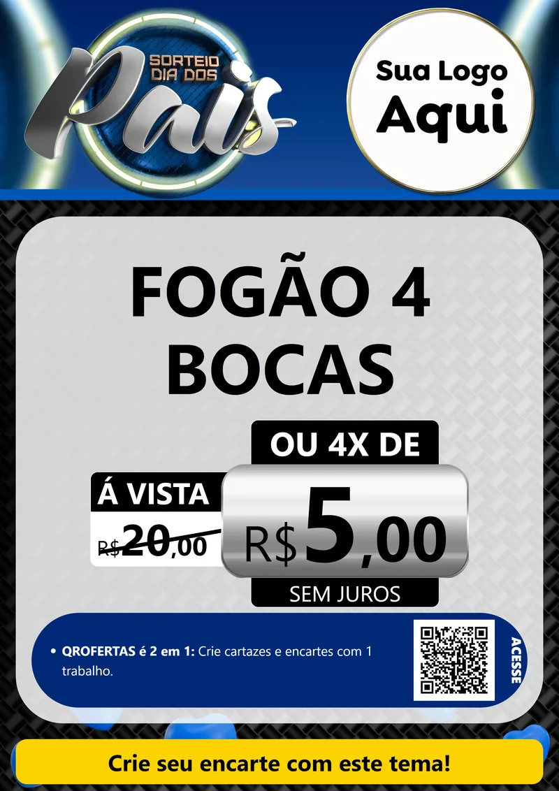 Modelo de Cartaz para Cartaz A4 Vertical com o tema Sorteio Dia Dos Pais para Móveis e Eletro