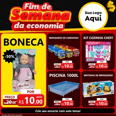 Modelo de Rede Social para Feed Facebook com o tema Fim de Semana da Economia para Brinquedos