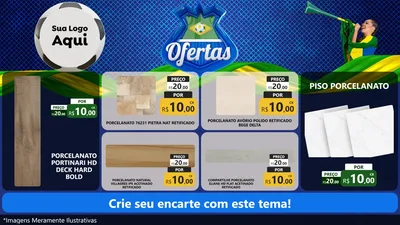 Modelo de TV para TV Horizontal com o tema Ofertas (Futebol) para Pisos e revestimentos