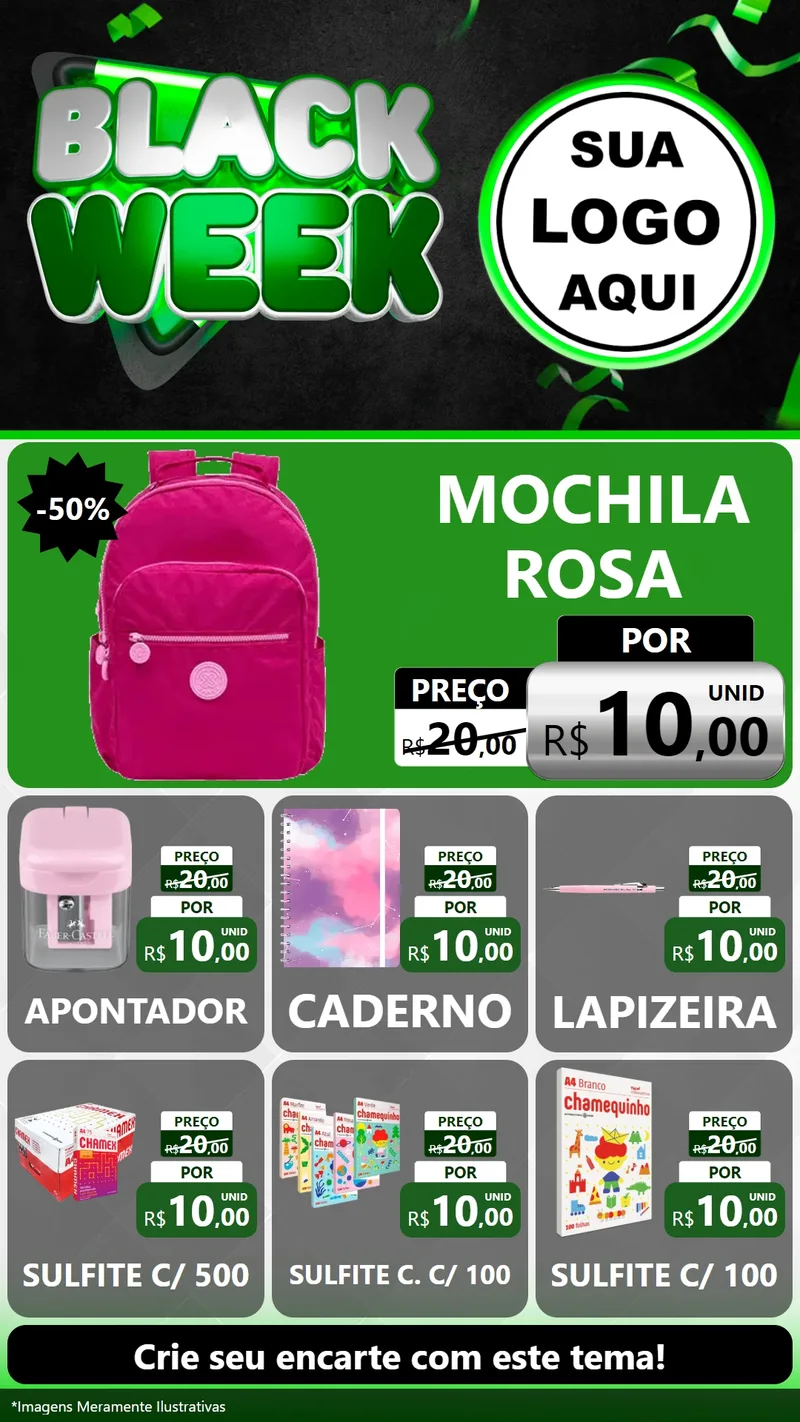 Modelo de Rede Social para Stories com o tema Black Week para Papelaria