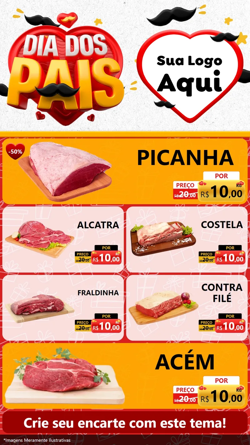 Modelo de TV para TV Vertical com o tema Dia dos Pais para Açougue
