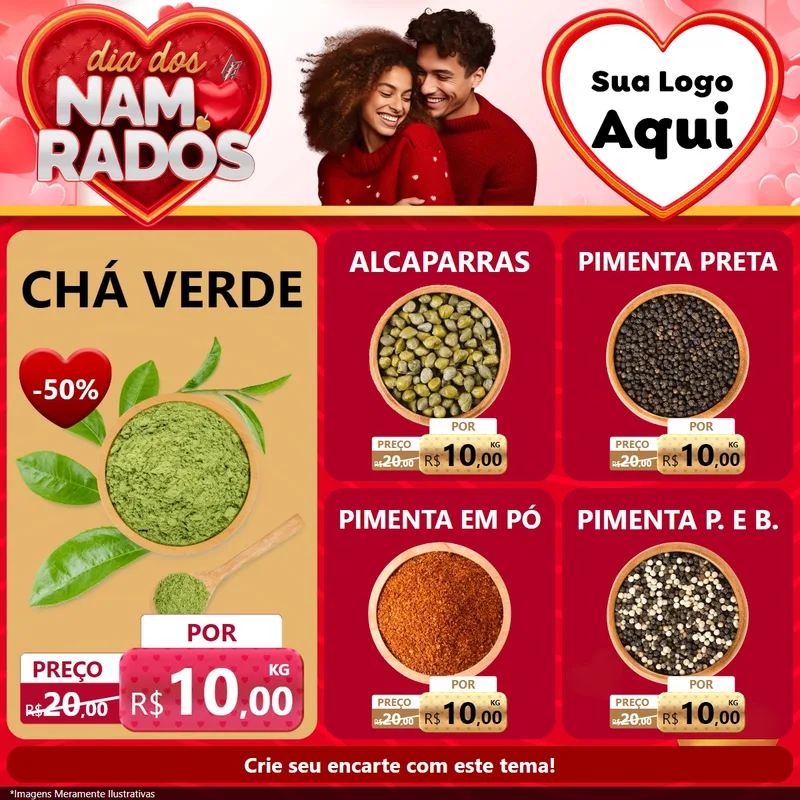 Modelo de Rede Social para Feed Facebook com o tema Dia dos Namorados para Produtos Naturais