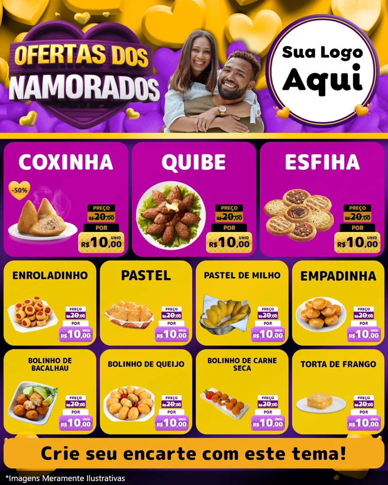 Modelo de Rede Social para Feed Instagram com o tema Oferta Dos Namorados para Salgadaria