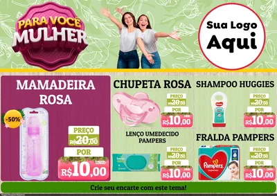 Modelo de Encarte para Encarte A4 Horizontal com o tema Para Você Mulher para Bebês