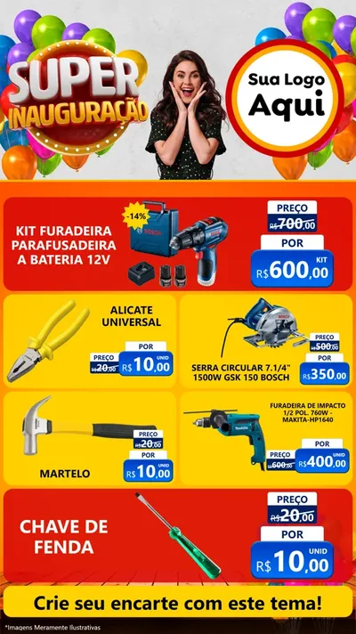 Modelo de TV para TV Vertical com o tema Super Inauguração para Maquinas e Ferramentas