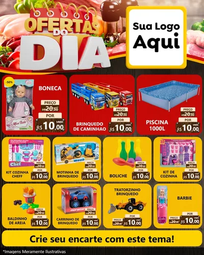 Modelo de Rede Social para Feed Instagram com o tema Ofertas do Dia para Brinquedos