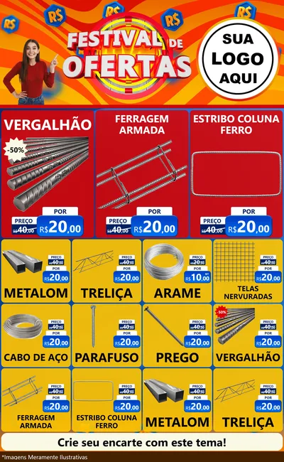 Modelo de Encarte para Encarte Grande com o tema Festival de Ofertas para Ferragens