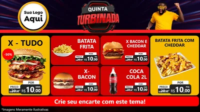 Modelo de TV para TV Horizontal com o tema Quinta Turbinada para Hamburgueria
