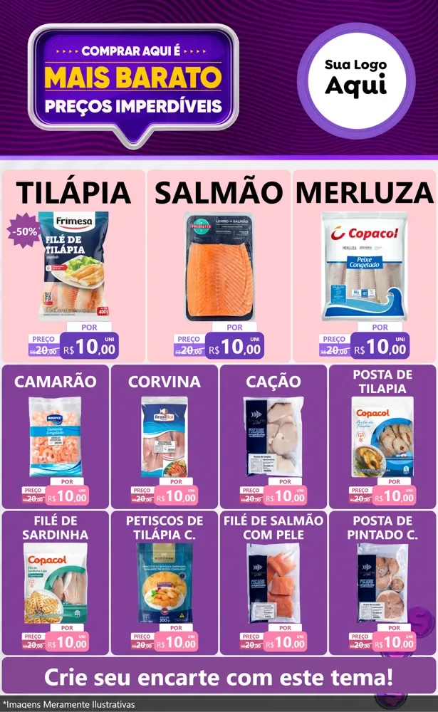 Modelo de Encarte para Encarte Grande com o tema Mais Barato para Peixaria