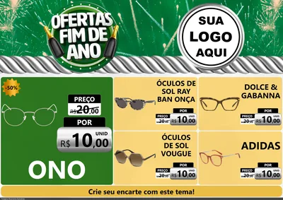 Modelo de Encarte para Encarte A4 Horizontal com o tema Ofertas Fim de Ano para Óticas