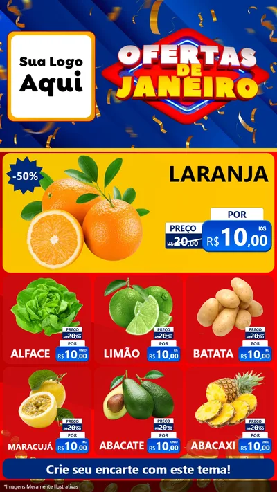 Modelo de Rede Social para Stories com o tema Ofertas de Janeiro para Hortifrúti