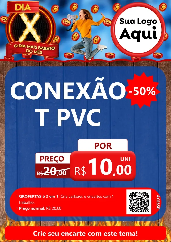 Modelo de Cartaz para Cartaz A4 Vertical com o tema Dia X - O Dia Mais Barato Do Mês para Tubos e conexões