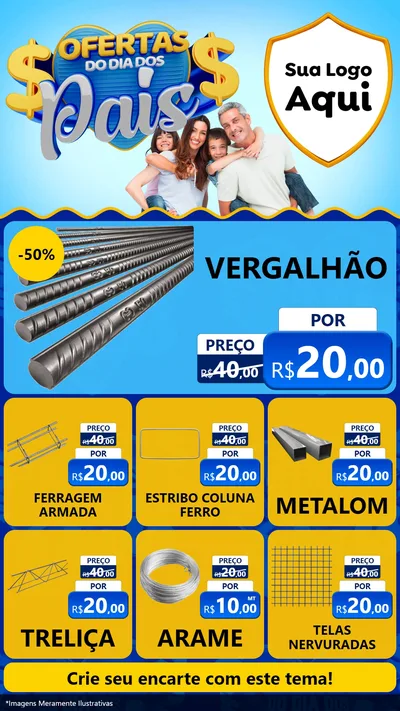 Modelo de Rede Social para Stories com o tema Ofertas do Dia dos Pais para Ferragens