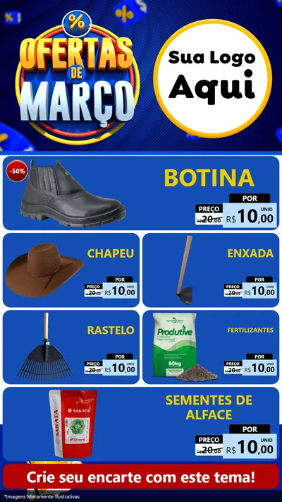 Modelo de TV para TV Vertical com o tema Ofertas de Março para Agropecuária