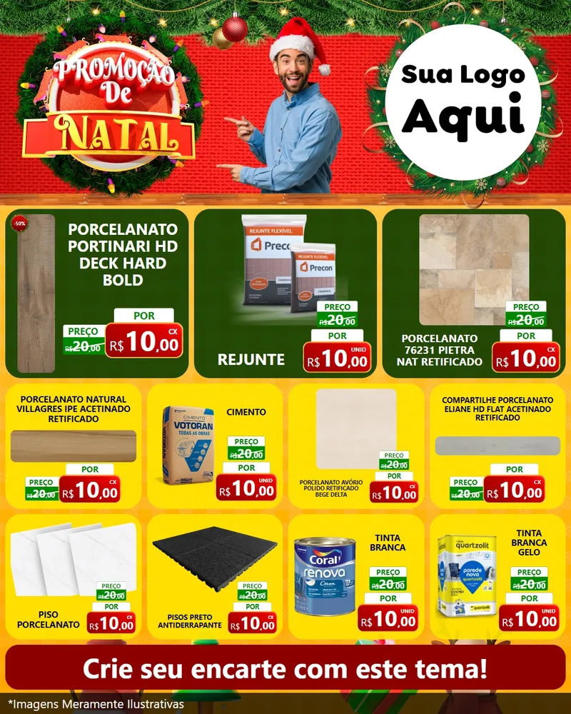 Modelo de Rede Social para Feed Instagram com o tema Promoção de Natal para Pisos e revestimentos