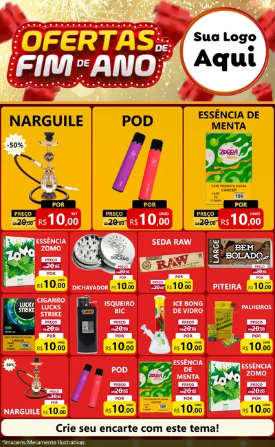 Modelo de Encarte para Encarte Grande com o tema Ofertas de Fim de Ano para Tabacaria