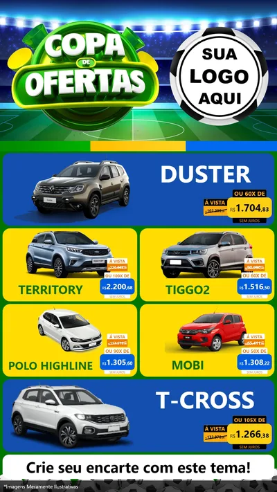 Modelo de TV para TV Vertical com o tema Copa de Ofertas para Concessionaria de Carros