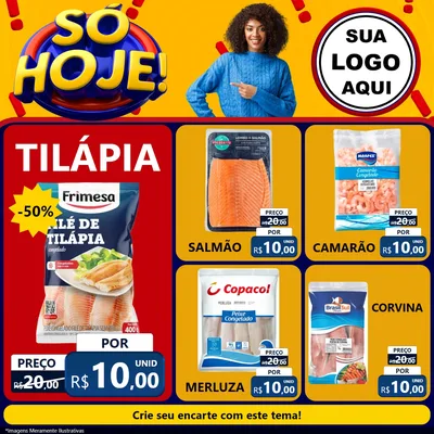 Modelo de Rede Social para Feed Facebook com o tema Só Hoje! para Peixaria